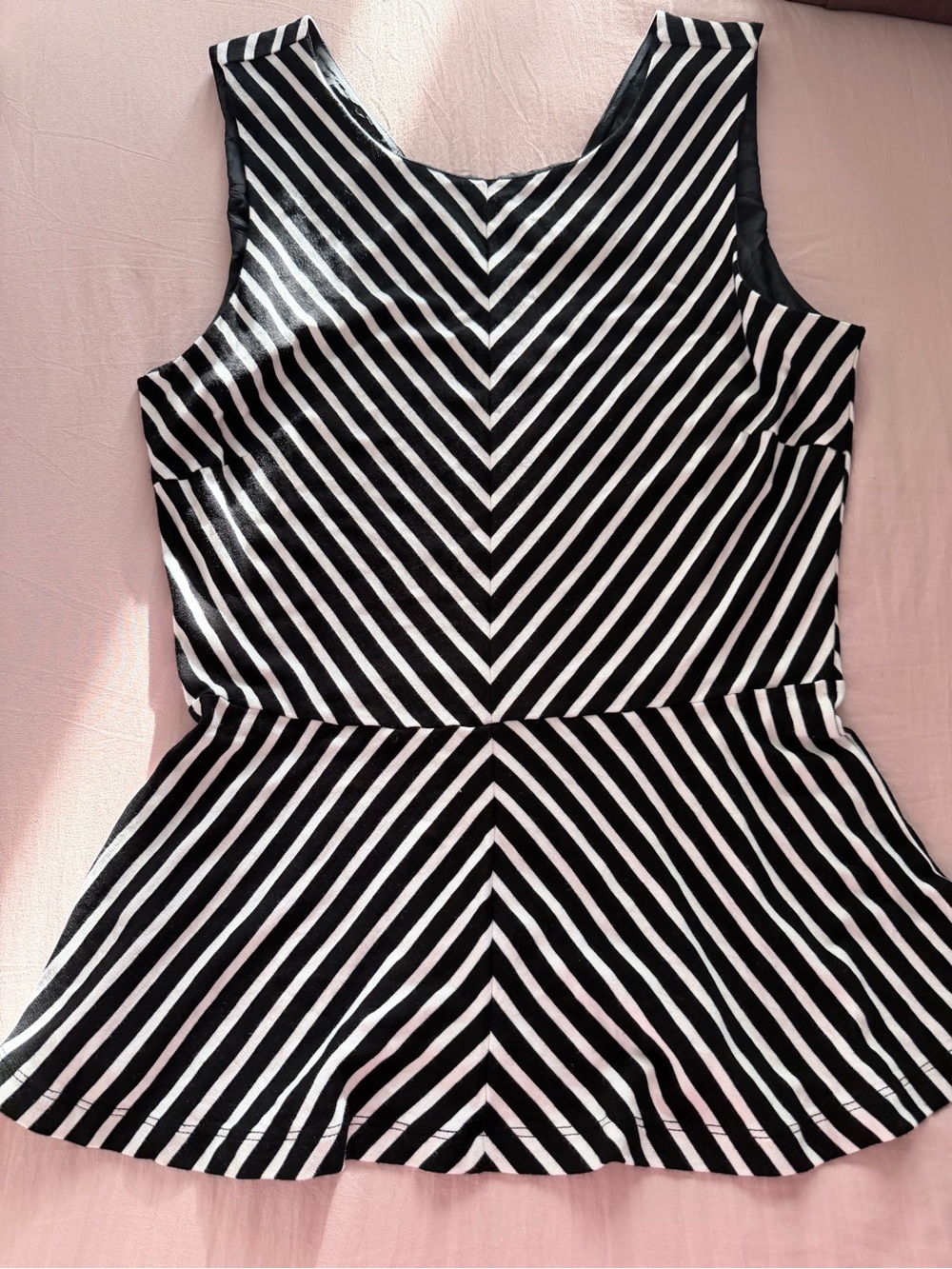 Banana Republic Black & White Striped Peplum Tank Top